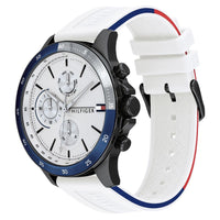TOMMY HILFIGER MEN'S WATCH 1791723 WHITE SILICONE CHRONOGRAPH