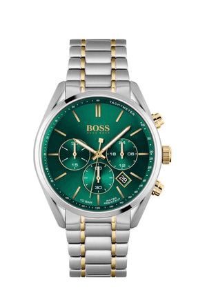 HUGO BOSS MEN’S WATCH 1513878 CHAMPION SILVER GOLD GREEN TONE