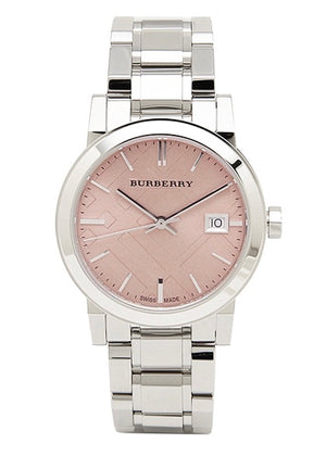 BURBERRY LADIES WATCH BU9124 CHECK STAMPED PINK