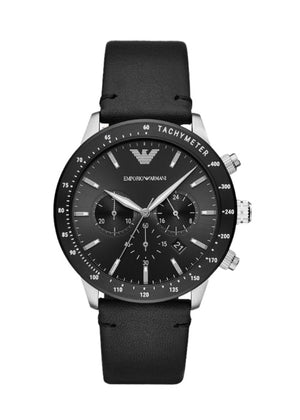 Emporio Armani Men’s Chronograph Leather Strap Black Watch AR11243