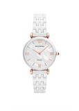 Emporio Armani Watch AR1486 Rose Gold & White Ceramic Ladies Watch