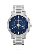 BURBERRY MEN’S WATCH BU9363 DESIGNER CHRONOGRAPH BLUE DIAL SILVER STAINLESS STEEL