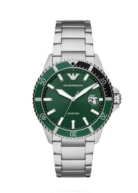 EMPORIO ARMANI MENS AR11338 GREEN HULK DAY AND DATE WATCH