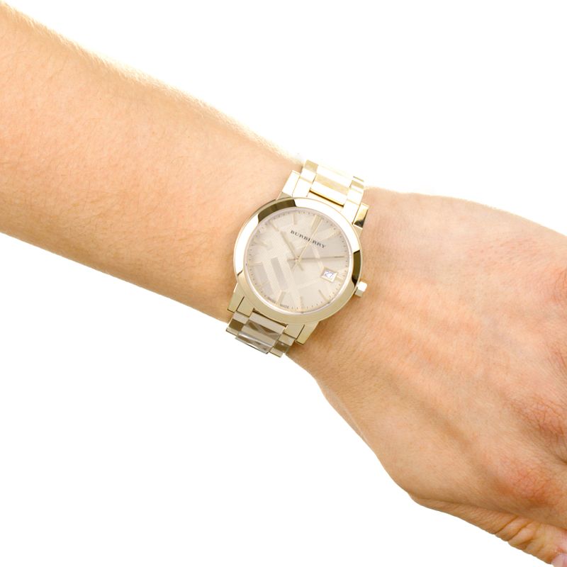 Burberry ladies the city engraved check watch Clearance