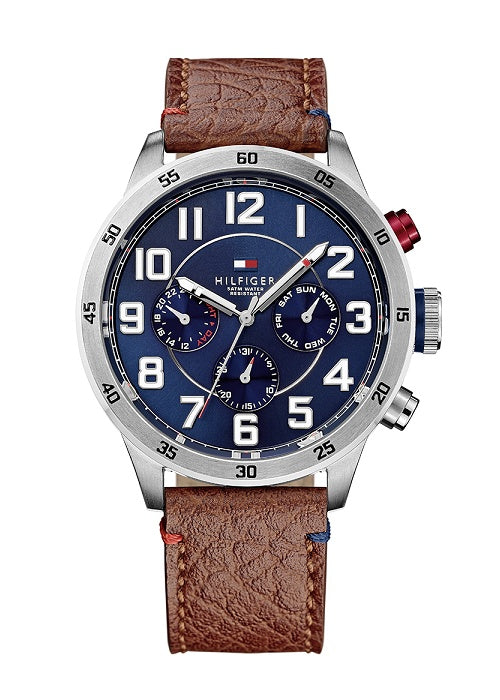 TOMMY HILFIGER MEN'S WATCH 1791066 BROWN LEATHER CHORONO