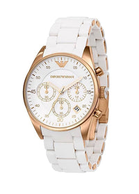 EMPORIO ARMANI ROSE GOLD WHITE CHRONOGRAPH WOMENS WATCH AR5920
