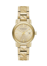LADIES BURBERRY THE CITY ENGRAVED CHECK WATCH BU9145