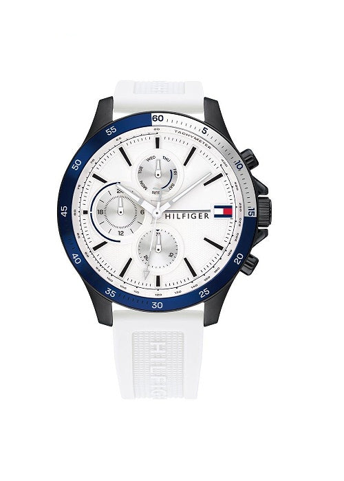 TOMMY HILFIGER MEN\'S WATCH 1791723 – CHRONOGRAPH Maanzstore SILICONE WHITE