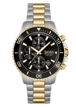 HUGO BOSS 1513908 ADMIRAL MENS WATCH SILVER GOLD CHRONOGRAPH