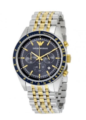 EMPORIO ARMANI AR6088 TAZIO BLUE DIAL MENS WATCH CHRONOGRAPH
