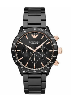 EMPORIO ARMANI MENS WATCH AR70002 BLACK ROSE MARIO CERAMIC