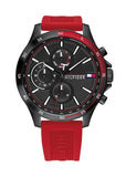 TOMMY HILFIGER MEN'S WATCH 1791722 RED SILICONE STRAP  CHRONO
